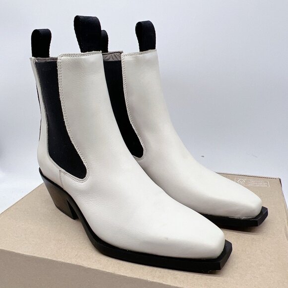 AllSaints Vally Women’s Chelsea Ankle Boots White Leather Western EU 36 US 6 - Picture 3 of 12